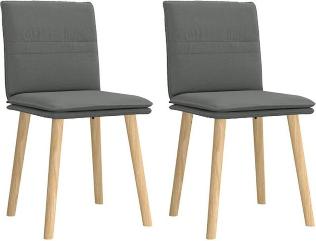 2er Set Polsterstühle im skandinavischen Design von Vidaxl aus Stoff und Massivholz in Anthrazit Grau - Bild 1