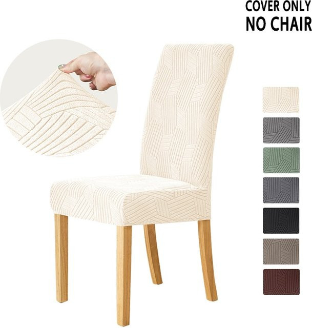 WANERQU Esszimmerstuhlbezug mit Jacquard-Muster in Beige, elastischer Stretch-Stuhlbezug für dein Zuhause - Bild 1