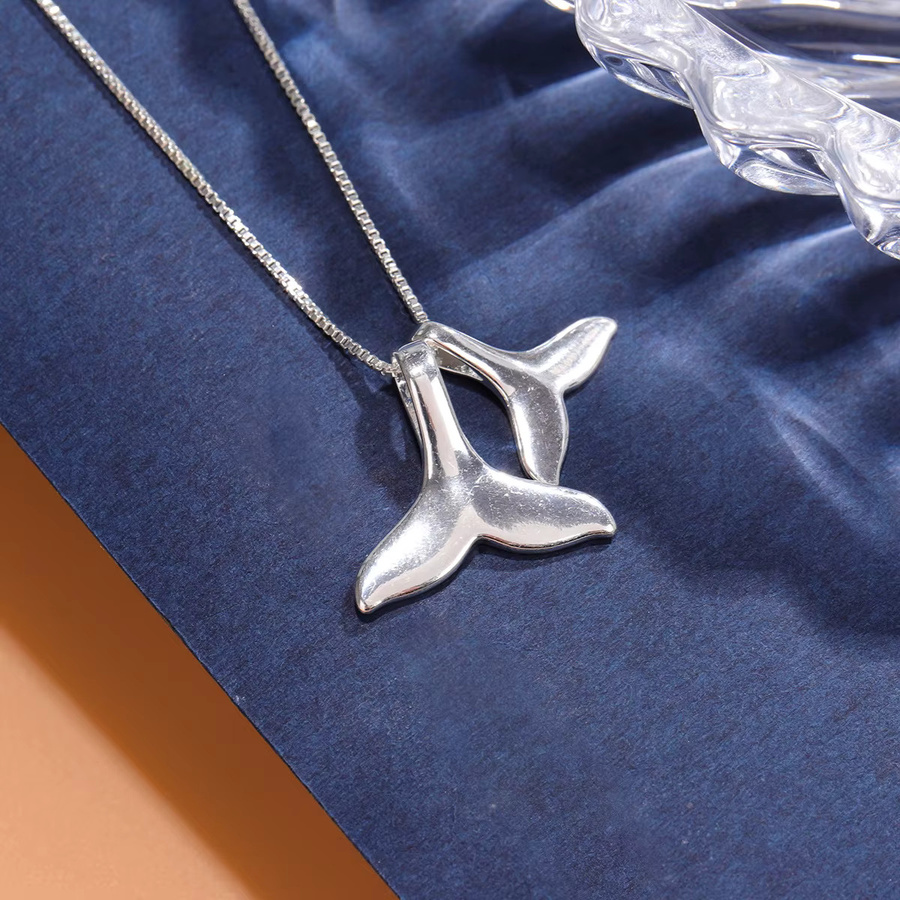 GaGa-Duck Halskette, 925 Silber, Doppel-Meerjungfrau Fischschwanz-Anhänger, Unisex - Bild 2