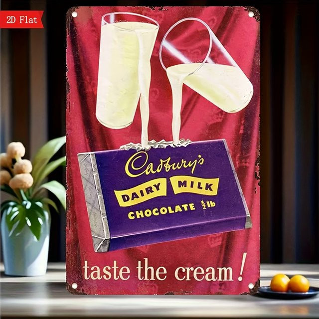 Cadbury's Milk Chocolate Retro Metall-Blechschild Wandkunst in Mehrfarbig, Rechteckig, Breite: 20,0 cm, Höhe: 20,0 cm - Bild 1