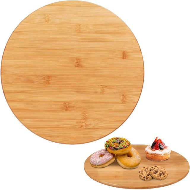 Relaxdays Drehteller aus Bambus in Natur mit Antirutsch-Funktion, Durchmesser: 40 cm, Höhe: 3,5 cm, Farbe: Braun - Bild 1