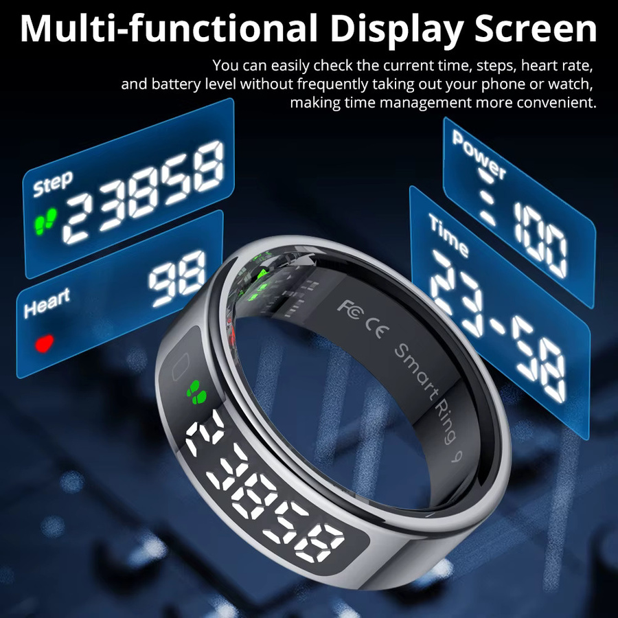 COLMI R12 Smart Ring mit Bildschirm und Touch, Schwarz, Unisex, 5 ATM wasserdicht mit Gesundheitsmanager und kabellosem Laden - Bild 3