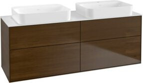 Villeroy & Boch Waschtischunterschrank Finion mit LED-Wandbeleuchtung, Nussbaum und Weiß, B/T/H: 160 x 60,3 x 50,1 cm - Bild 1