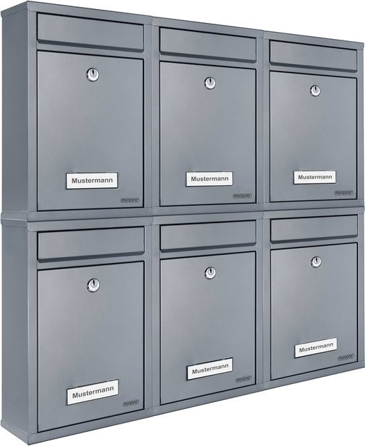 monzana Briefkasten 6er-Set in Silber mit je 2 Schlüsseln - Bild 1