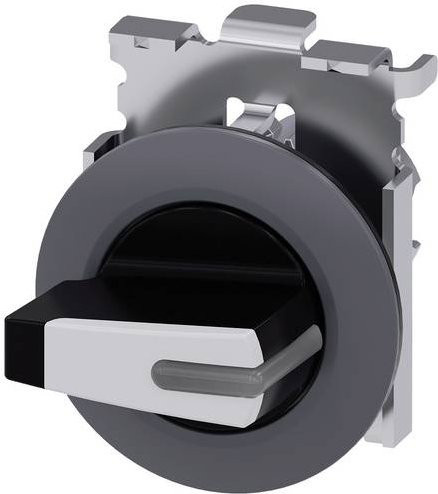 Siemens Knebelschalter 3SU1062-2FM60-0AA0, beleuchtbar, rund, Metall, Einbau, schwarz und weiß - Bild 1