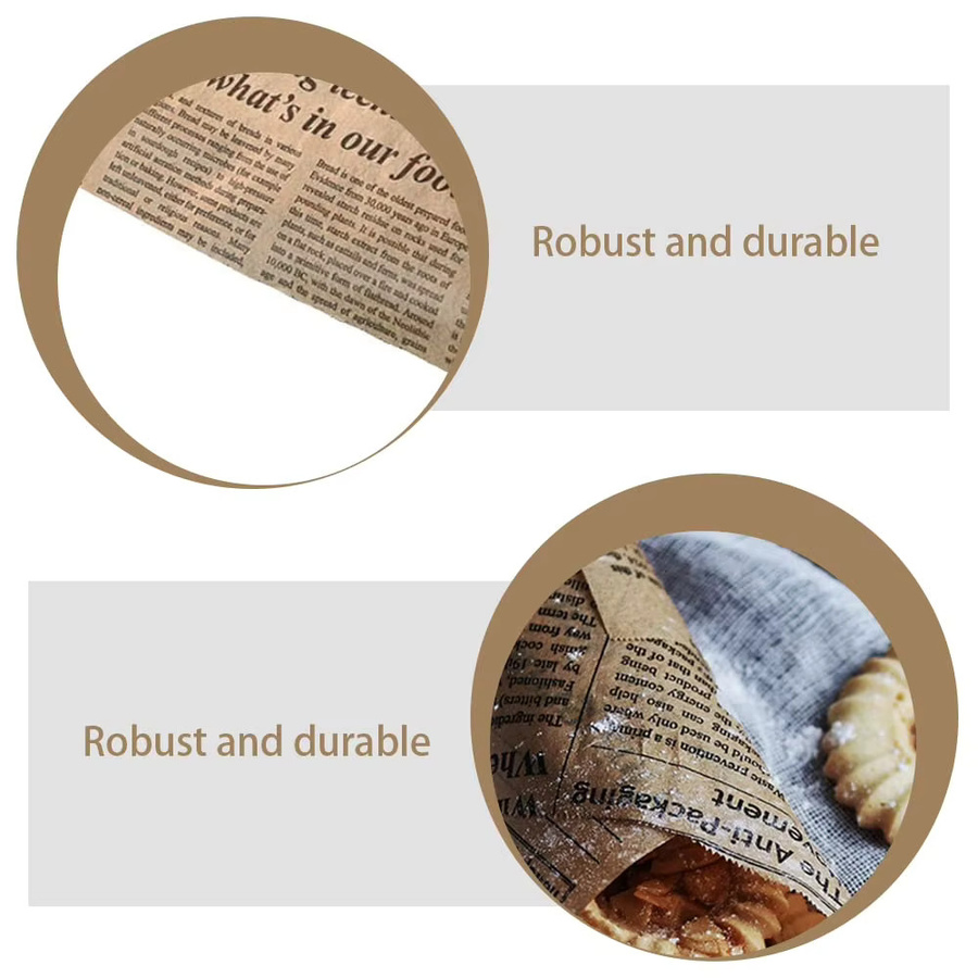 Antihaftbeschichtetes Backpapier im Zeitungsdesign, 5 m Rolle, Lebensmittelverpackungspapier zum Backen von Keksen und Brot, Weiß - Bild 4