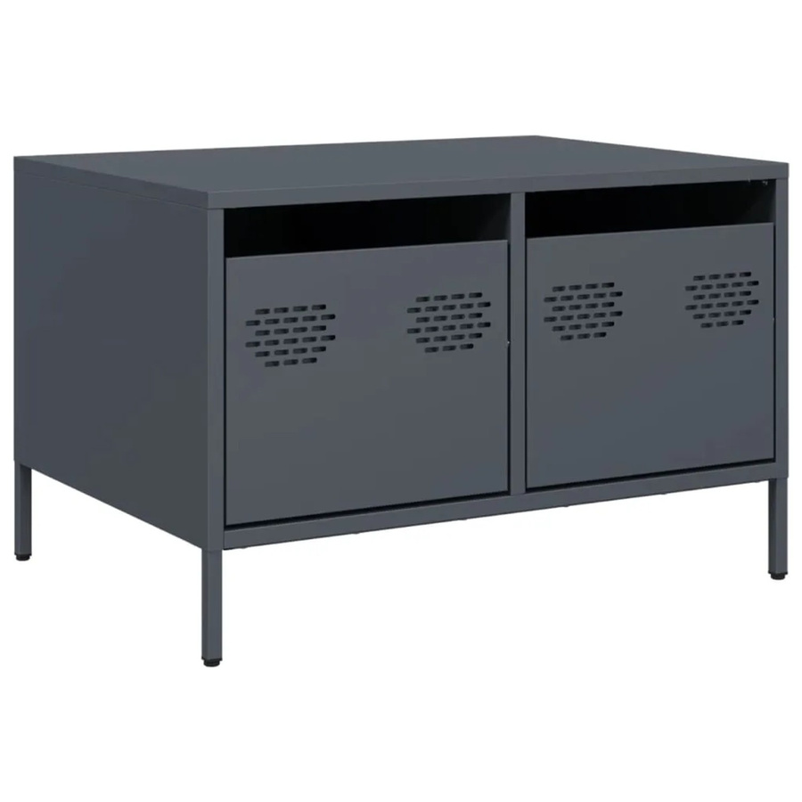 vidaXL TV-Schrank aus kaltgewalztem Stahl in Anthrazit im Industrie-Stil, B: 68 cm, T: 50 cm, H: 43,5 cm - Bild 2