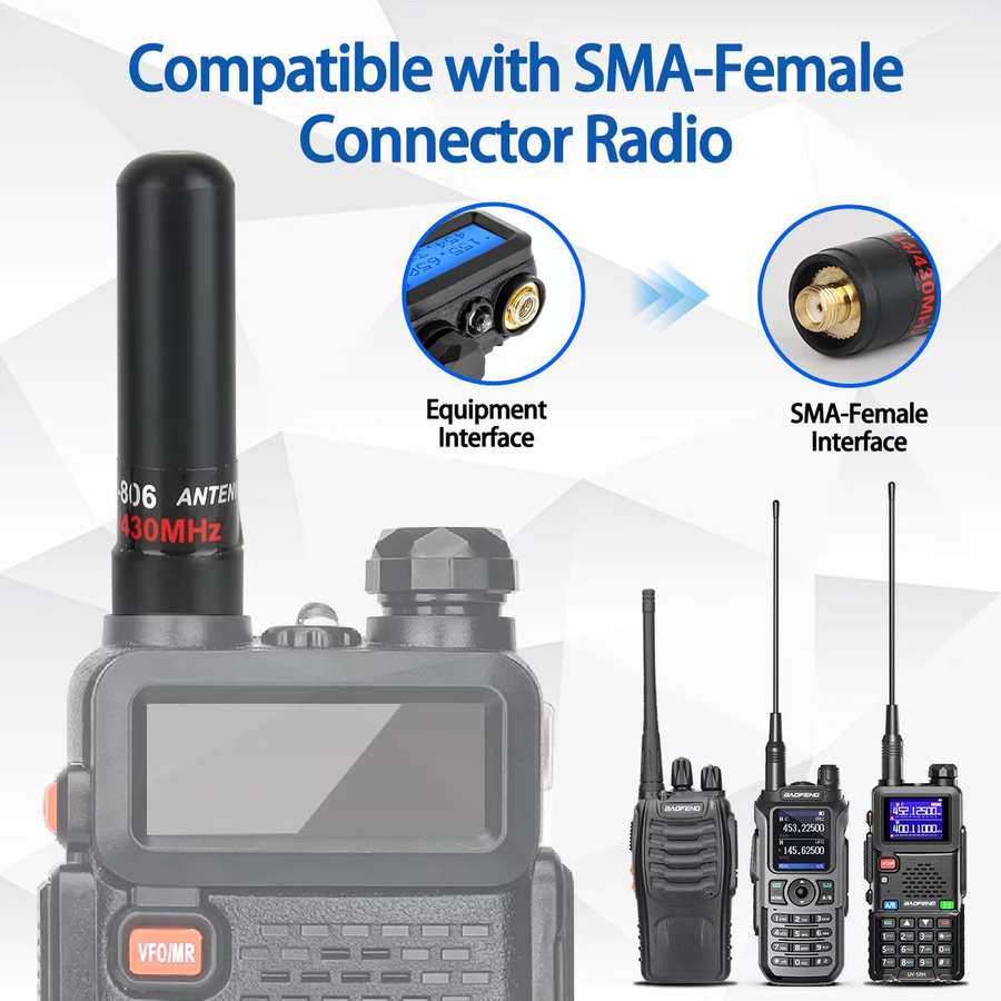 ABBREE AR-806 AR-805S Mini-Antenne Dual Band mit SMA-Buchse für Quansheng UV K5 8 K6 und Baofeng UV-5R Walkie Talkie in Schwarz und Orange - Bild 3