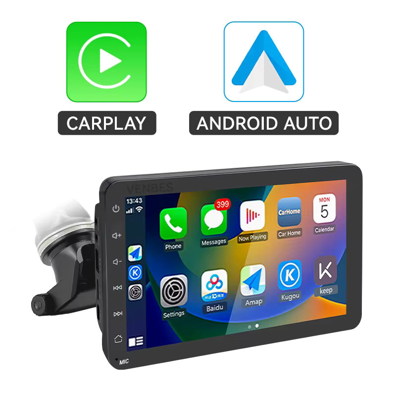 VENBES 7 Zoll Autoradio mit Drahtlosem Carplay und Android Auto, Touchscreen mit Mirror Link und Wi-Fi, Schwarz - Bild 7