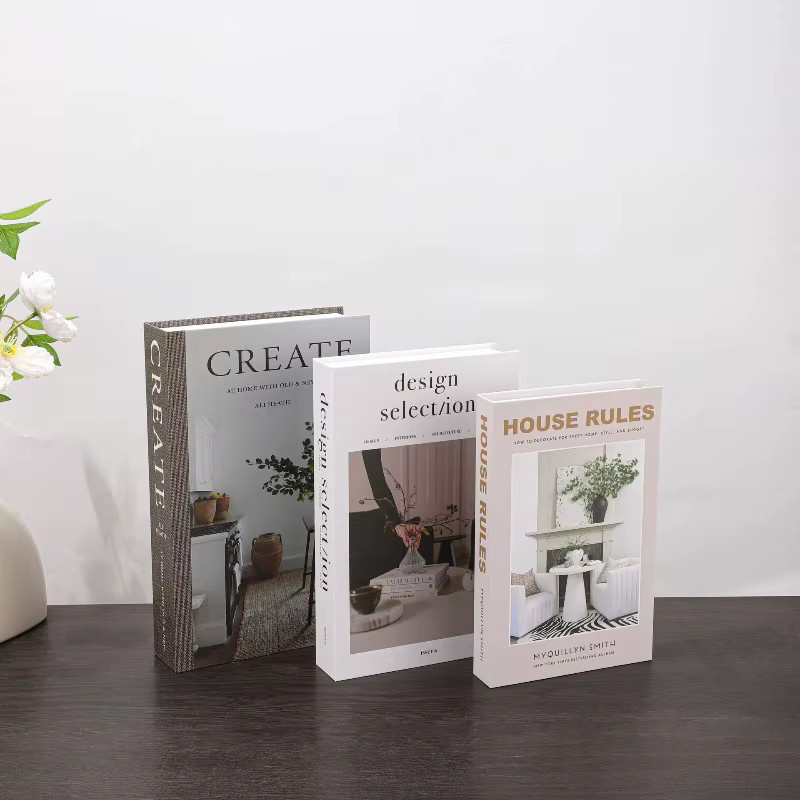 3er-Set Dekorative Attrappen-Bücher im europäischen Stil als Aufbewahrungsboxen für Café und Hotel - Bild 2
