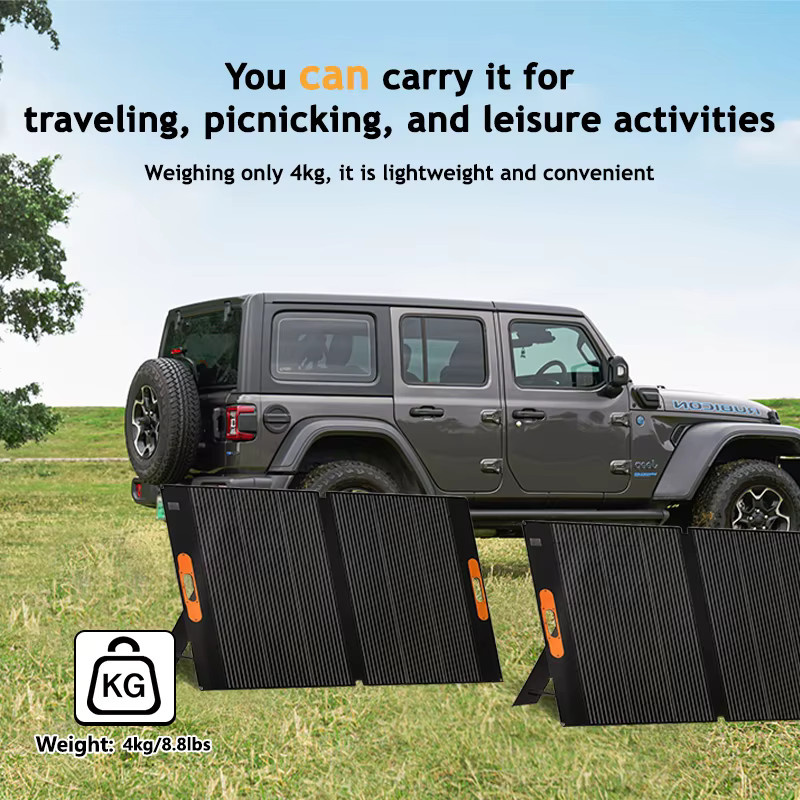 CHUBAN Tragbares 100W Solarpanel in Schwarz, Wasserdichtes Faltbares Solarladegerät für Outdoor-Camping und Wohnmobile - Bild 6