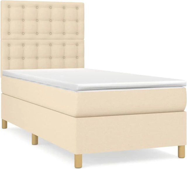 vidaXL Boxspringbett mit Matratze in Beige, B/T/H: 90 x 190 x 128 cm - Bild 1
