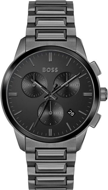 Hugo Boss Chronograph, Edelstahl, Quarz, 43 mm, Schwarz, Herren - Bild 1