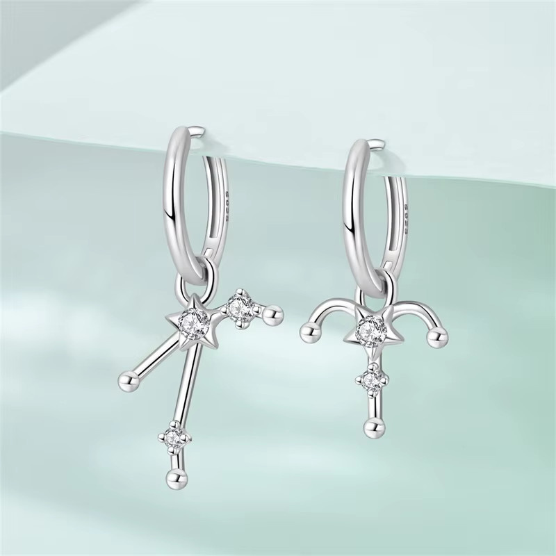 Qikaola Creolen 925 Sterlingsilber, Zwölf Sternbilder, Damen - Bild 1
