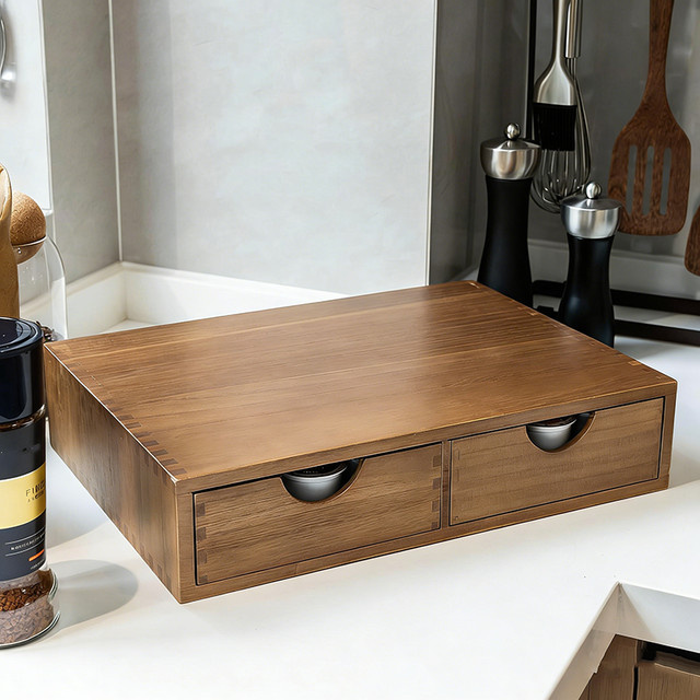 Holz Kaffeepadschublade und Tee-Kapsel-Organizer in Braun für Küche und Büro, B/T/H: 39,5 x 8,5 cm - Bild 1