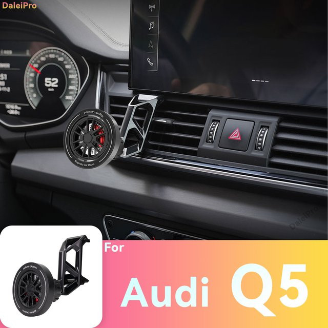 Magnetische Handyhalterung mit Luftstromkühlung und 360 Grad Drehung für Audi Q5 SQ5 2018-2024, Schwarz - Bild 1