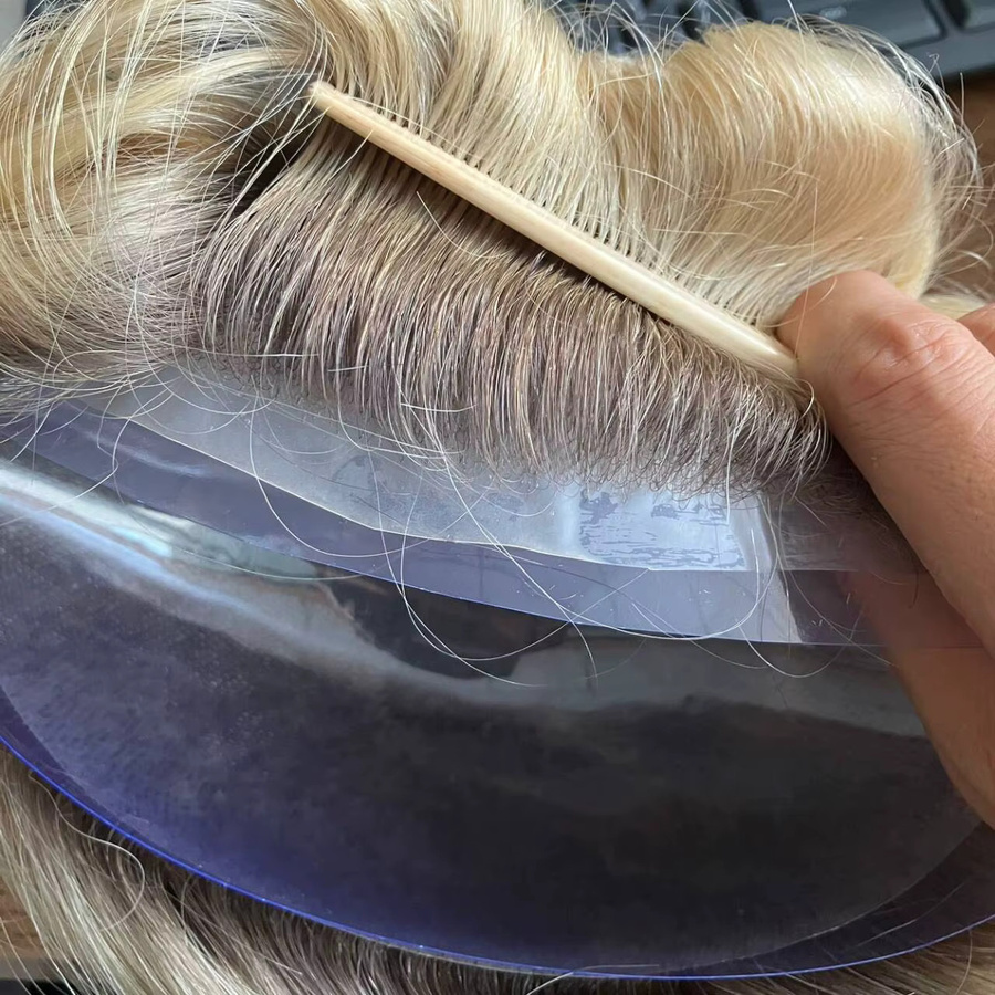 simbeauty Toupet Ombre Blond, 100% Echthaar, Herren - Bild 1
