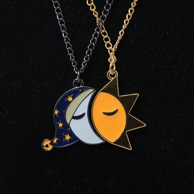 YUMEI Halskette Sonne und Mond, Bicolor, Unisex - Bild 1
