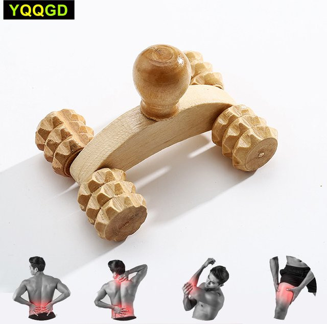 YQQGD Hölzerner Hand-Körperroller mit 4 Rollen in Braun zur Muskelschmerzlinderung für Arme, Beine, Rücken, Füße, Hände, Hals und Schultern - Bild 1
