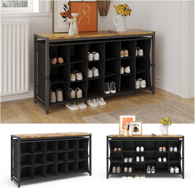 Vicco Schuhschrank Fyrk Eiche rustikal braun Breite: 100 cm, Tiefe: 54,5 cm - Bild 1