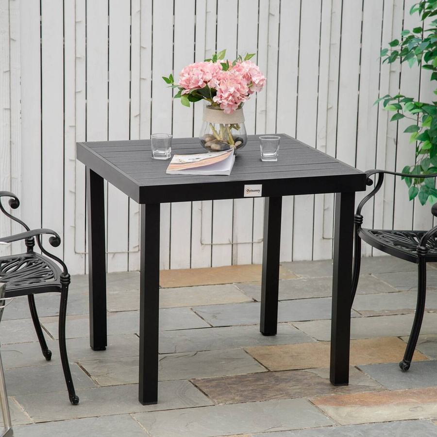 Outsunny Gartentisch aus Aluminium und Kunststoff in Schwarz, quadratisch für Terrasse und Balkon, B/T/H: 78 x 78 x 74 cm - Bild 3