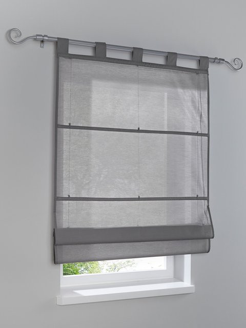 Raffrollo Heine Home in Grau, blickdicht, Baumwolle-Polyester-Mix, B: 140 cm, H: 45 cm - Bild 1