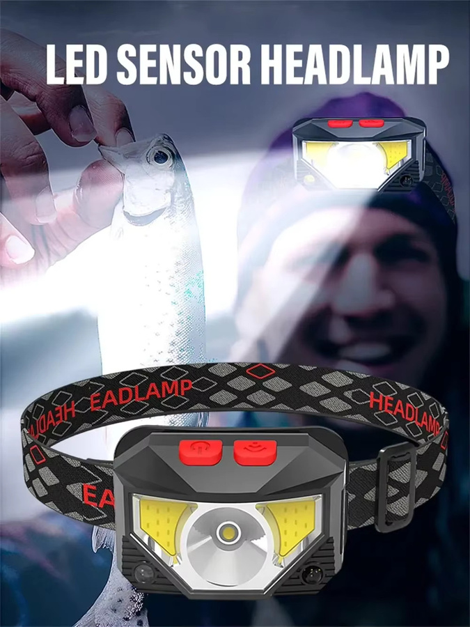 XIWANGFIRE wiederaufladbare LED-Stirnlampe mit Bewegungssensor, COB- und LED-Beleuchtung, weißes und rotes Licht, Set in Schwarz - Bild 7