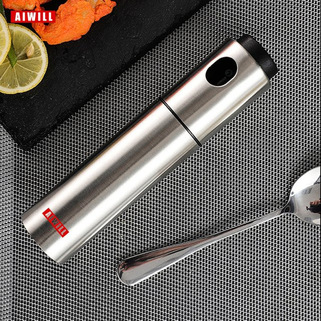 AIWILL Olivenöl Sprayer aus Edelstahl in Silber, 100 ml Sprühflasche für die Küche und zum Grillen - Bild 1