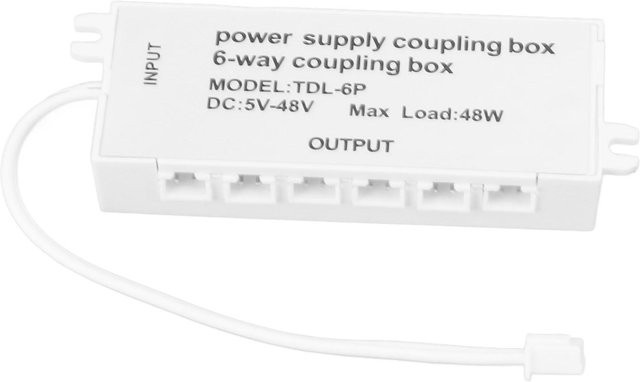 CosyHome 6-fach Anschlussdose XH2.5 Port 48W 5-48V Plug-and-Play Stromversorgungs-Verteilerdose für LED-Licht in Weiß - Bild 1