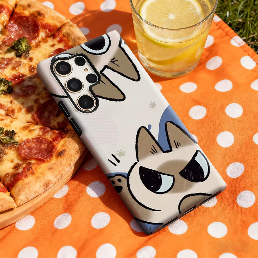 Handyhülle mit siamesischen Katzen-Motiv für Samsung Galaxy S25 Ultra, S24 und S23 Ultra Plus in Multicolor mit glänzender doppellagiger Rückseite - Bild 4