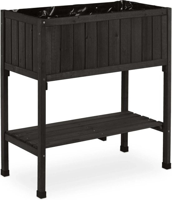 Relaxdays Pflanztisch aus Tannenholz mit PVC Folie in Schwarz, B/T/H: 80 x 74 x 38 cm - Bild 1