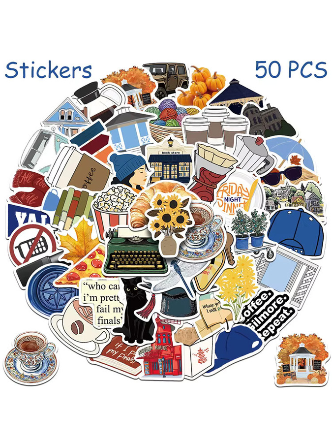 50 Stück Gilmore Aufkleber Set, wasserfeste Cartoon TV Show Sticker in Multicolour für Laptop, Skateboard und Scrapbook - Bild 6