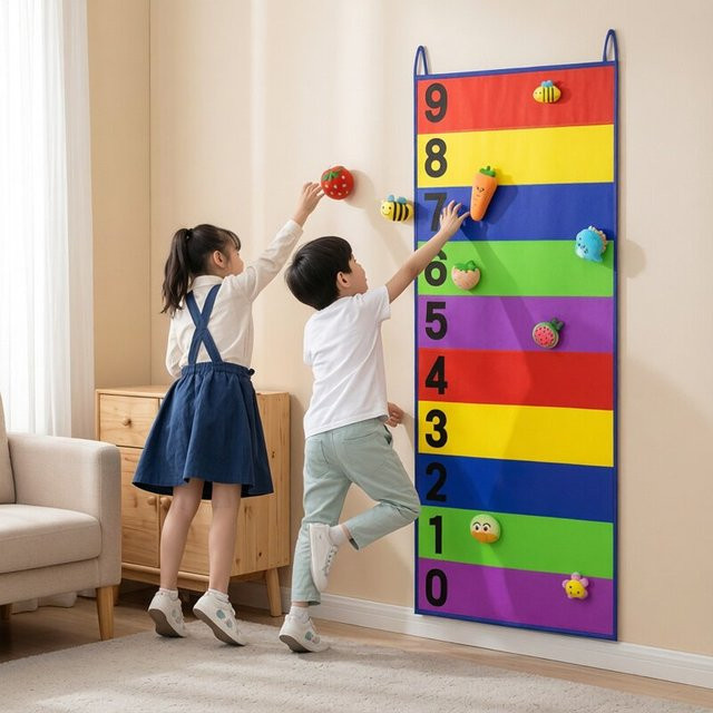 Soulbao Kinder-Hüpfteppich für Hochsprungtraining mit Zahlen-Spiel und Höhenmesslineal, Multicolor - Bild 1