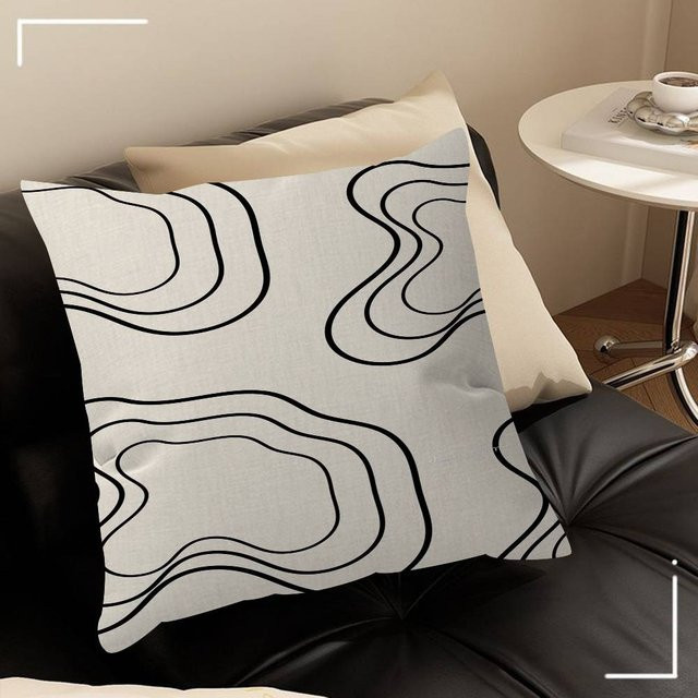 Kissenbezug Lucky starfish HOME Bauhaus Stil Geometrisches Design in Schwarz, Beige und Grau, B/T/H: 30 x 30 x 1 cm - Bild 1