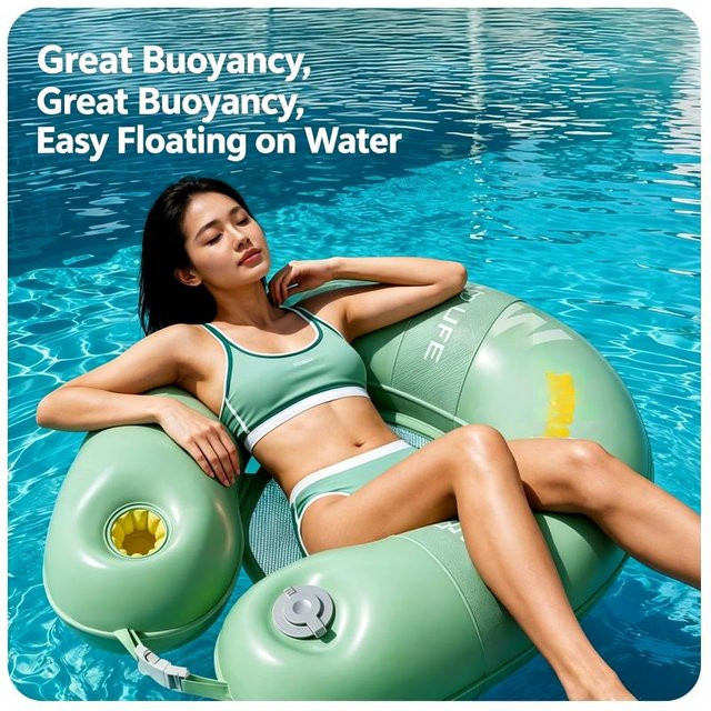CatXaa U-förmige aufblasbare Hängematte aus dickem PVC für Erwachsene als schwimmende Matratze für Pool, See und Strand - Bild 1