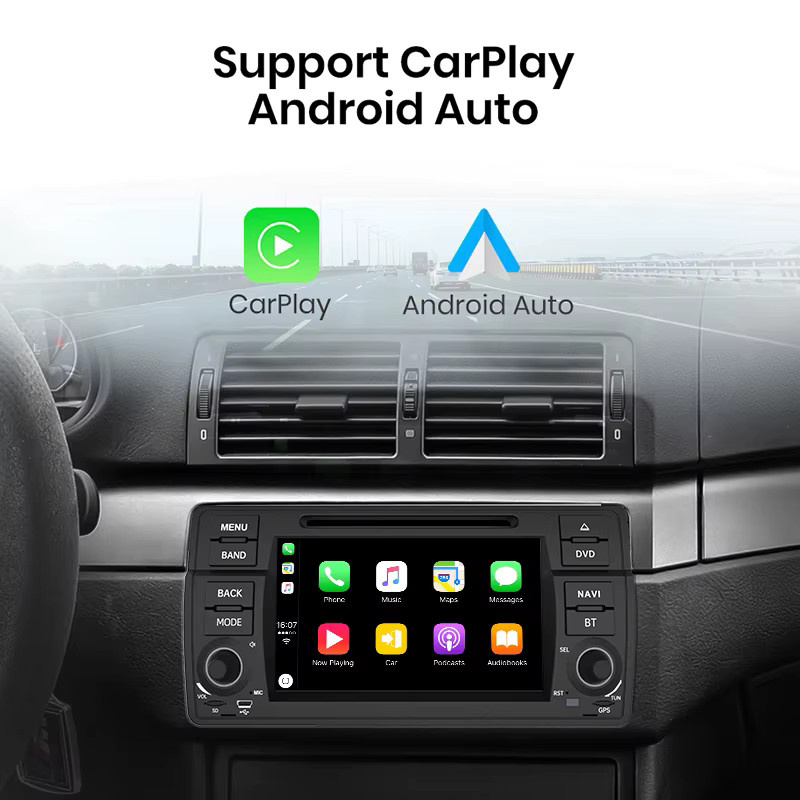 Junsun Android Autoradio für BMW E46 M3 318 320 325 330 335 mit 7 Zoll Touchscreen, Wireless CarPlay, Android Auto, WiFi, GPS, Bluetooth und 4G-LTE in Schwarz - Bild 4