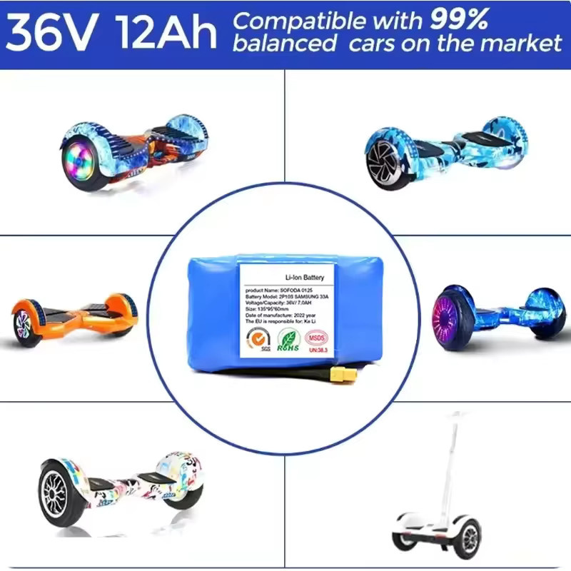 ALalito Akku-Pack 10s2p Lithium-Ionen-Akku für Hoverboard und Einrad, 36 V, 12,0 Ah, Blau - Bild 2