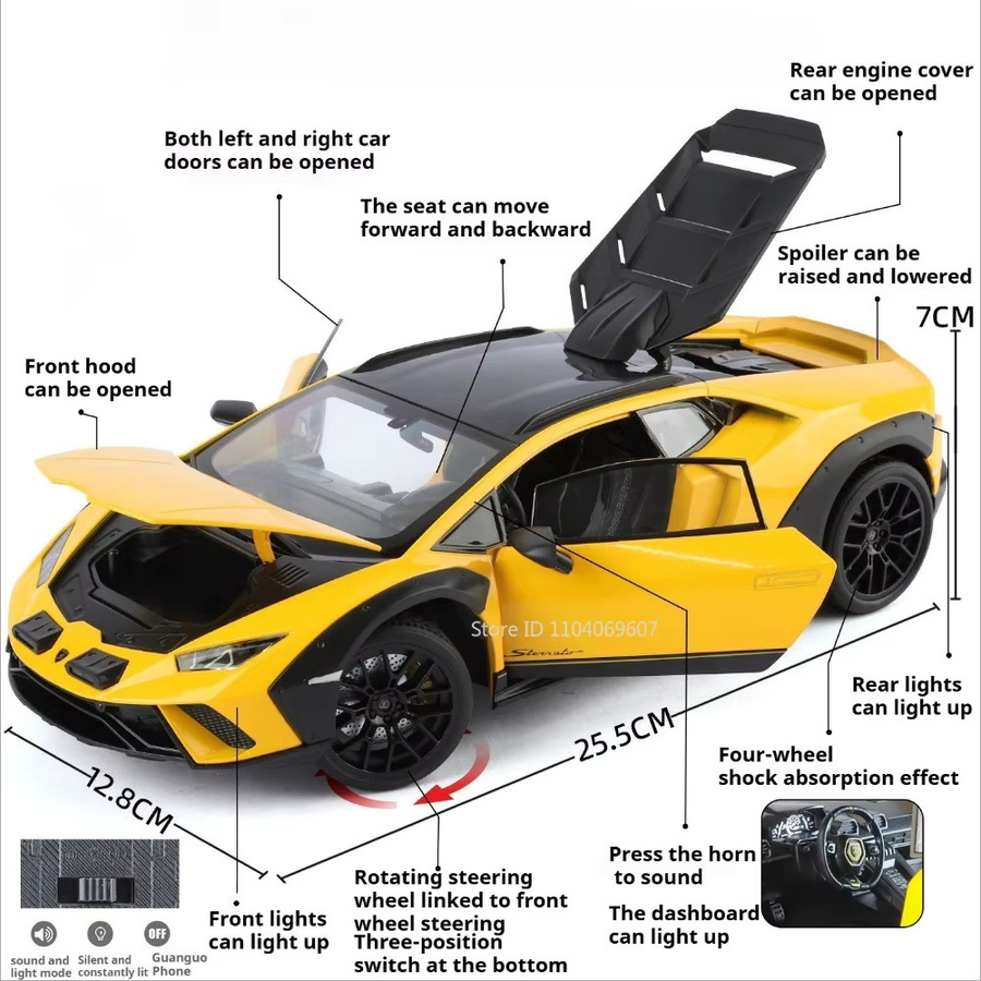 MAKEDA Huracan Sterrato LP770 Modell Supercar, 1:18, Legierung, Druckguss-Sound, Licht, Türen geöffnet - Bild 1