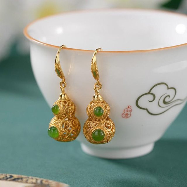 YIRAN Jewelry Ohrringe Jaspis, Damen, grau - Bild 1
