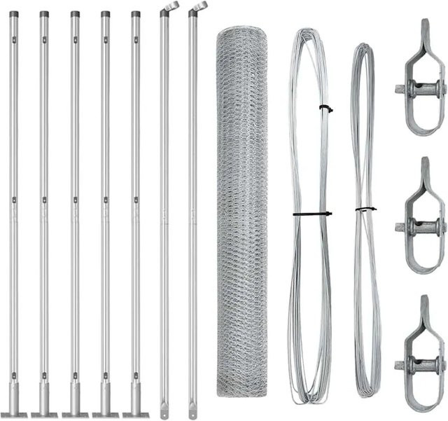 vidaXL Zaunpfosten aus Stahl in Silber mit 13 mm Maschenweite, B/H: 100 x 120 cm - Bild 1