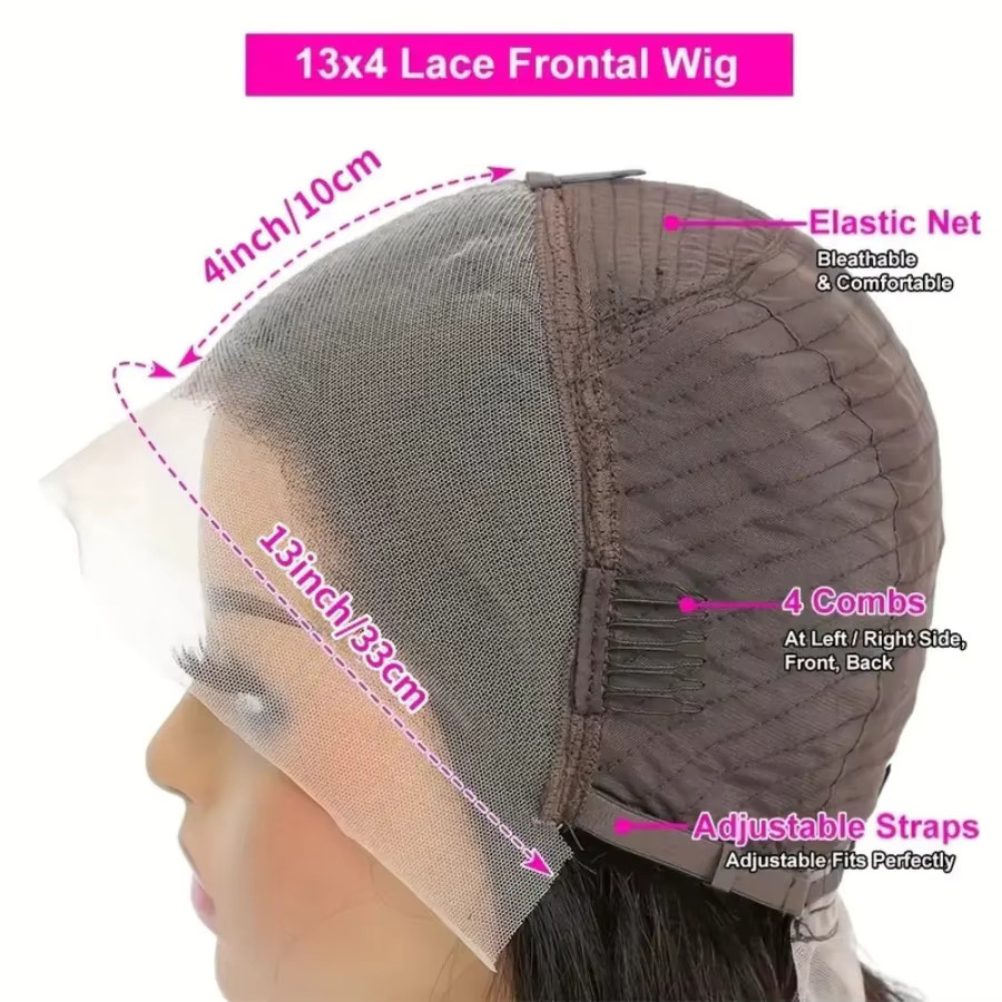 Doralia Bob Perücke, Deep Curly Highlight 4/27, 16 Zoll, 100 % Echthaar, HD Lace Frontal - Bild 6