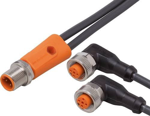 ifm electronic EVC439 Verbindungsleitung mit Stecker gerade und Buchse gewinkelt, Farbe: Schwarz, Länge: 5 m, Polzahl: 4 oder 5 - Bild 1