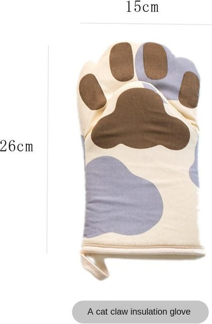 Baumwollhandschuhe mit Katzenpfoten-Design als isolierende Ofenhandschuhe für Grillen, Kochen und Backen, rutschfest, mehrfarbig - Bild 1