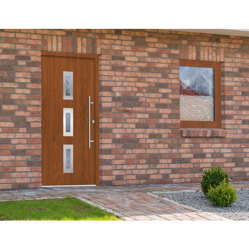 Splendoor Haustür PULA Prime aus Aluminium in Golden Oak Braun mit Glaseinsatz, Höhe: 210 cm, Breite: 100 cm, Tiefe: 7 cm - Bild 2