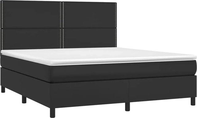 vidaXL Boxspringbett mit Matratze in Schwarz aus Kunstleder mit LED-Unterbettbeleuchtung und USB-Ladeanschluss, B/T/H: 180 x 200 x 118 cm - Bild 1