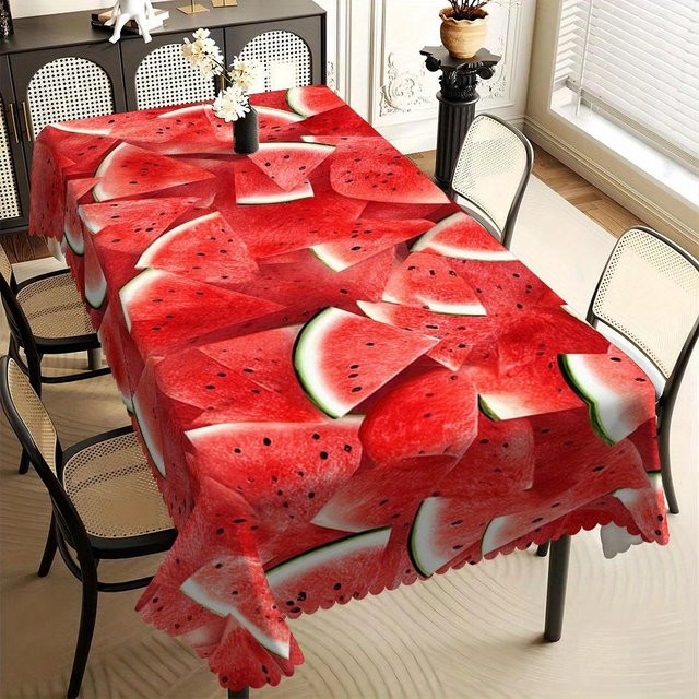JMG Household Supplies Tischdecke mit Wassermelonenscheiben-Design in Rot, schmutzabweisend und waschbar, B/T: 100 x 140 cm - Bild 1