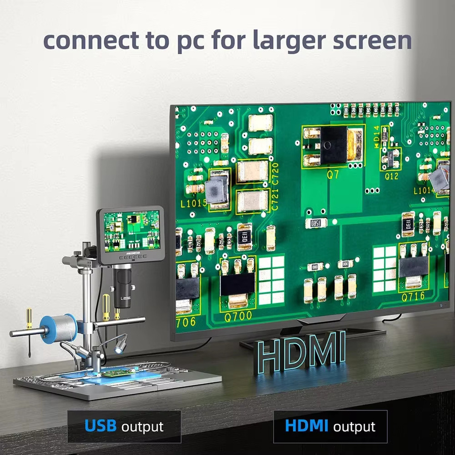 Andonstar AD246SM-Plus Trinokulares HDMI Digitalmikroskop 2160P UHD für PCB SMD Löten und Telefonreparatur, Schwarz - Bild 2