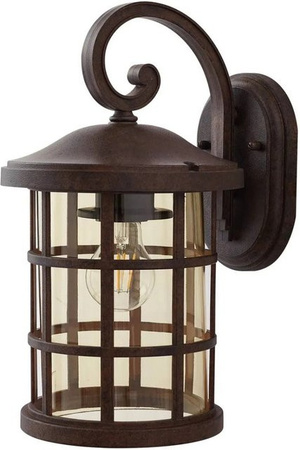 Lindby Wandleuchte Ankea Außenlaterne Retro Vintage Antik, Braun, 1-flammig, E27, H x B x T: 36,5 x 24,5 x 20,5 cm