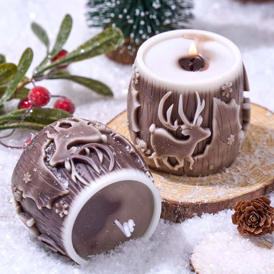 UDOCOOL Silikonform Elch und Weihnachtsbaum für DIY Kerzen, Seife und Gips in Braun - Bild 2