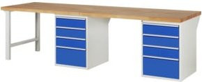 Rau Werkbank 7510A8 mit 20 Schubladen in Braun, B/T/H: 300 x 90 x 84 cm - Bild 1